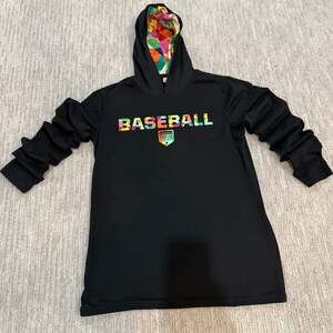Plate Crate Black Wildcard Long Sleeve Baseball Hoodie T-Shirt Size S